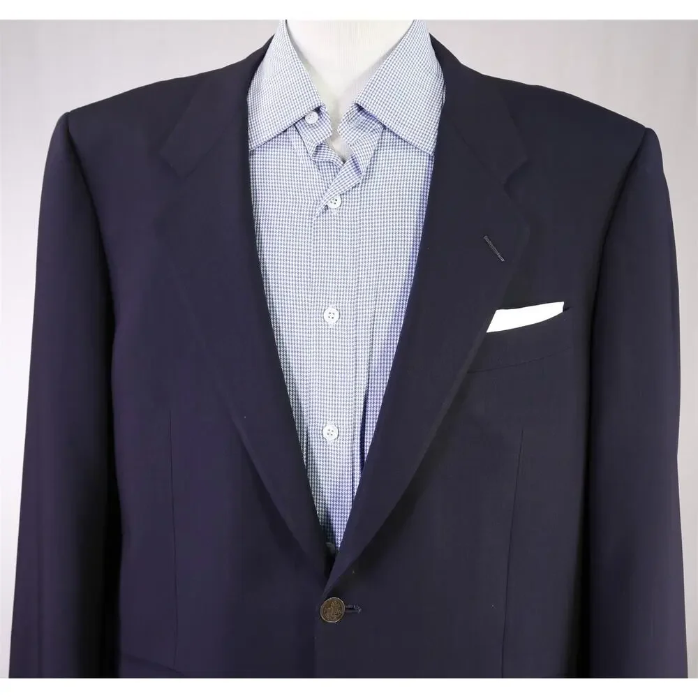 Hickey Freeman Navy Blue Metal Roman Coin Button Wool Blazer 42S